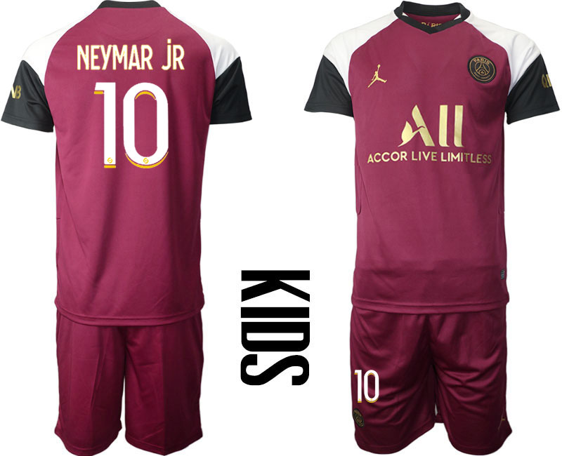 2021 Paris Saint Germain away kids #10 soccer jerseys->youth soccer jersey->Youth Jersey